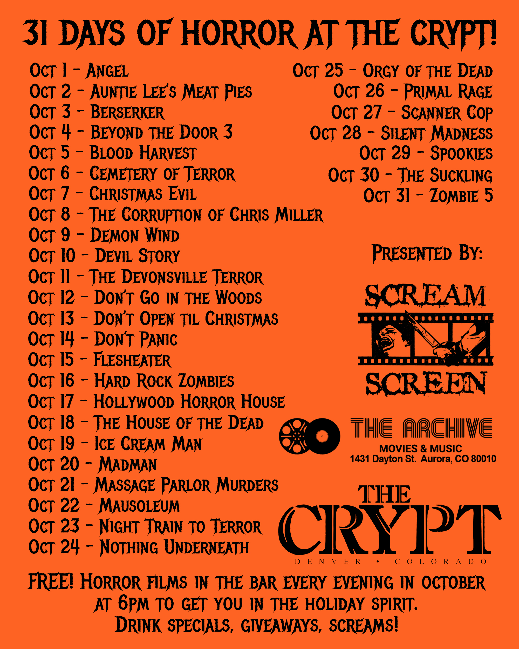 31 Days of Horror at The Crypt 